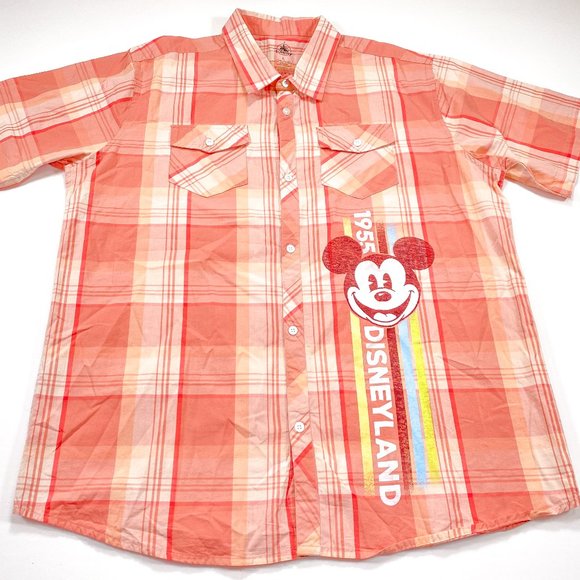 Disney Other - Disneyland 1955 Mickey Mouse Short Sleeve Button Front Shirt Men's Large